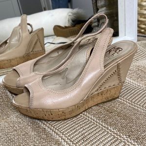 MRKT Blush Thick Stitch Wedge Sandals Size 6